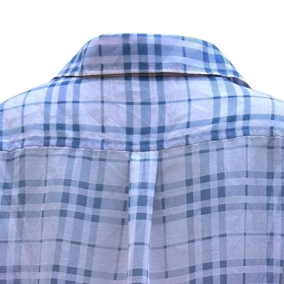 Two By Vince Camuto Shirt Blouse Womens S/M Pink Purple Plaid Ombre Button Front - Picture 7 of 13